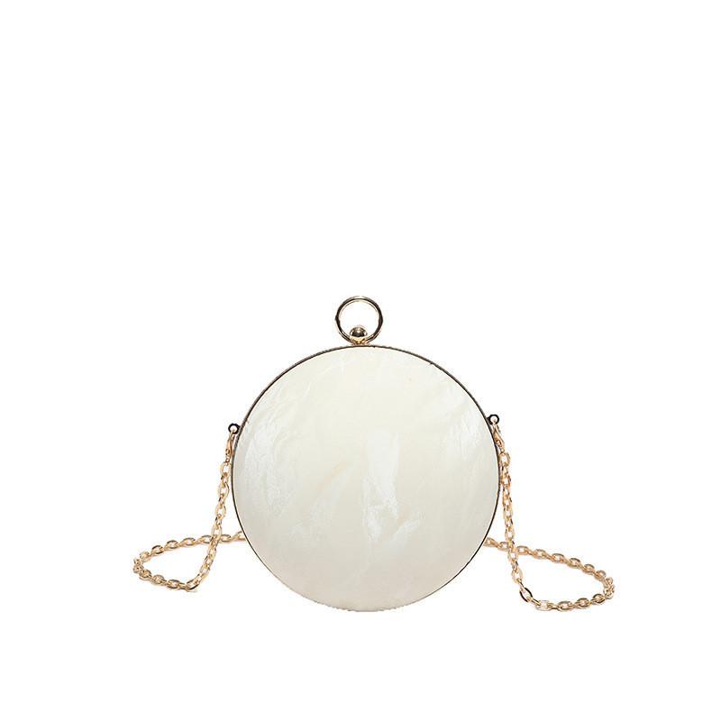 Trendy Street Style Round Handbag 2024 Fashionable Pu Leather Shoulder Bag For Women With Chain Strap