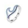 Women's Unique Double Layer Wavy Gradient Blue Index Finger Ring Fashion Jewelry Accessory