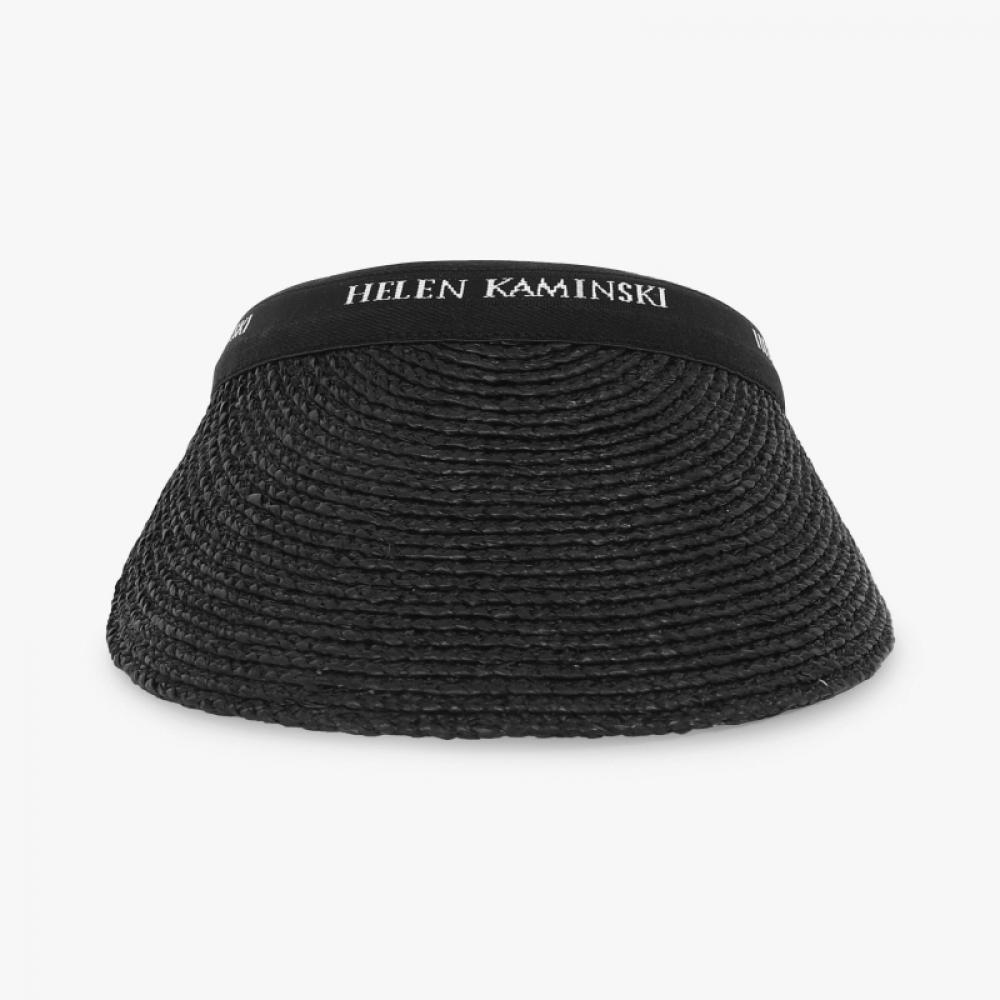 Helen Kaminski Hat50265 Cabl Bianca Charcoal Black Logo Visor Sun Cap
