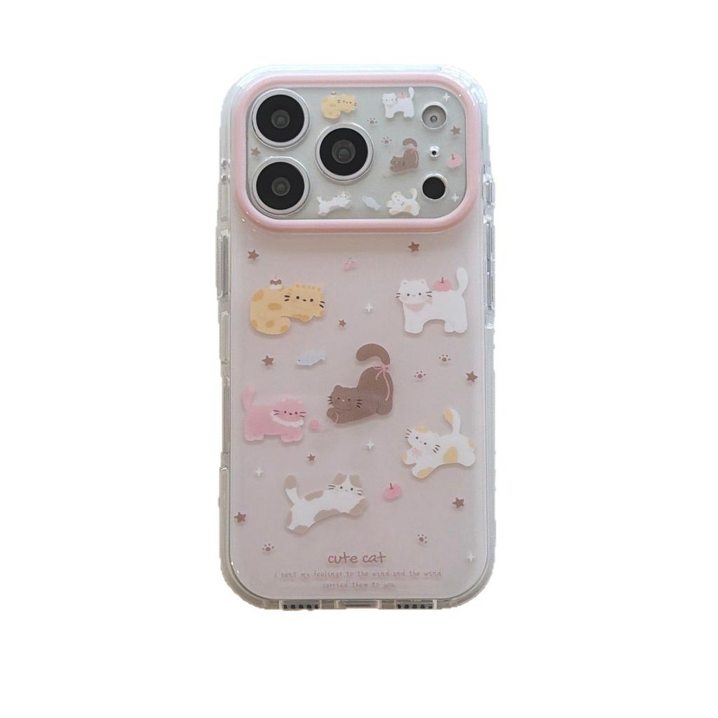 Korean foundation multiple kittens iPhone16promax Apple 15pro mobile phone case 17pro protective case cute