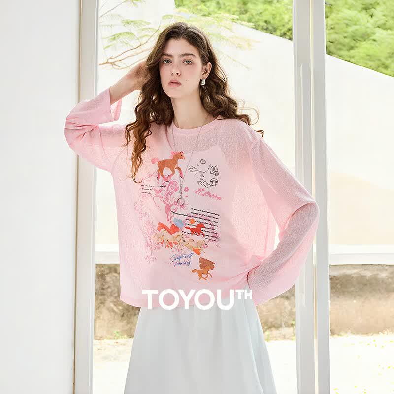 Chuyu Women s Bohemian Print Long-Sleeve T-Shirt S