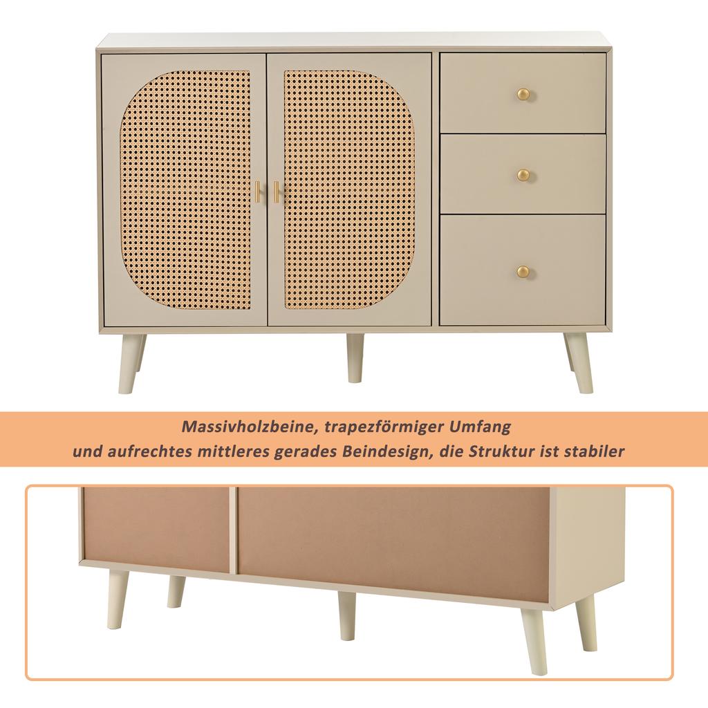 [CHANGE IMAGE]Dining Room Living Room Sideboard Storage TV Table with Doors and Drawers with Large Storage Space Off-white Cream Width 120 Cm