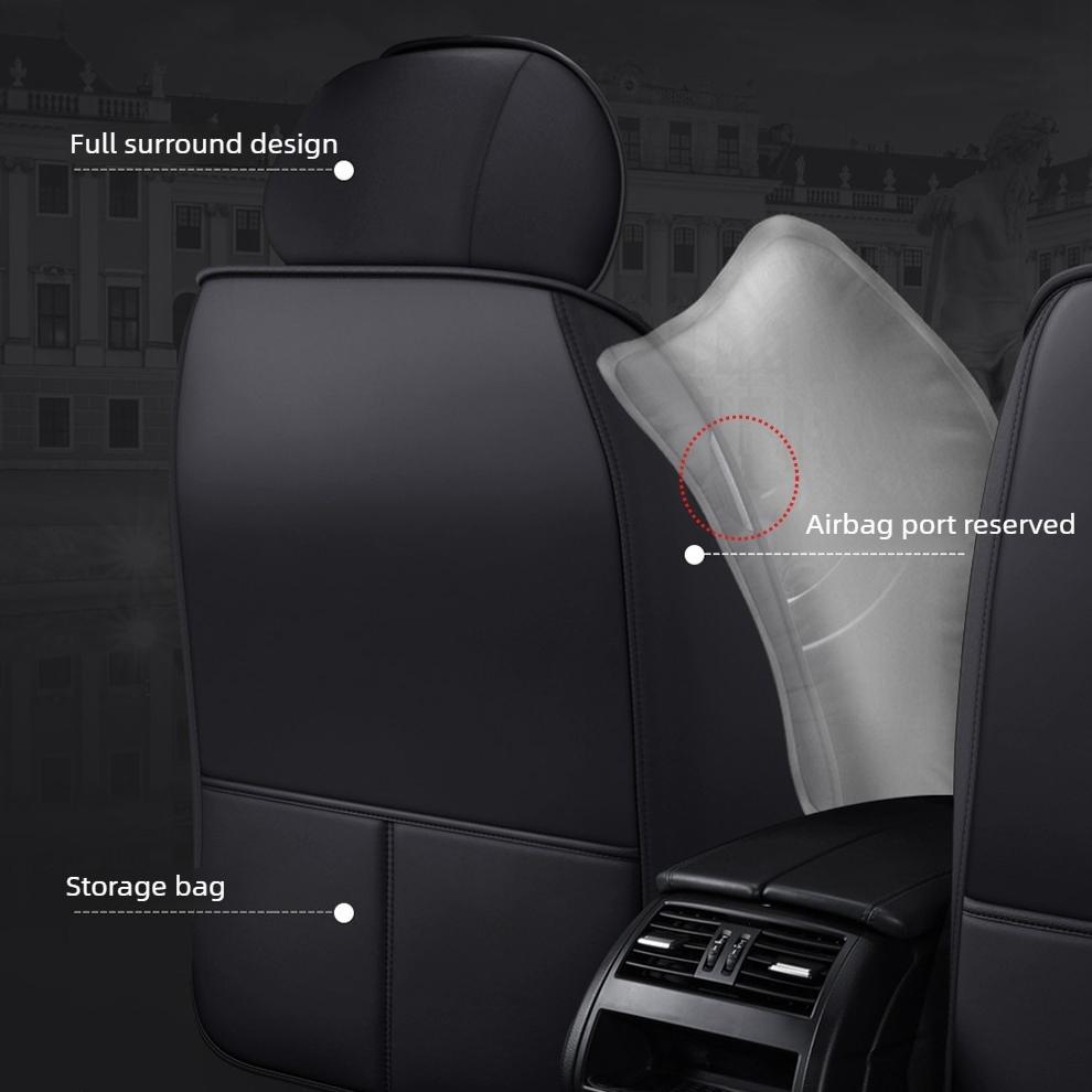 Classic Combo PU Leather Breathable Fabric Car Seat Covers Full Coverage Soft Durable for Split Headrest Seats All Seasons