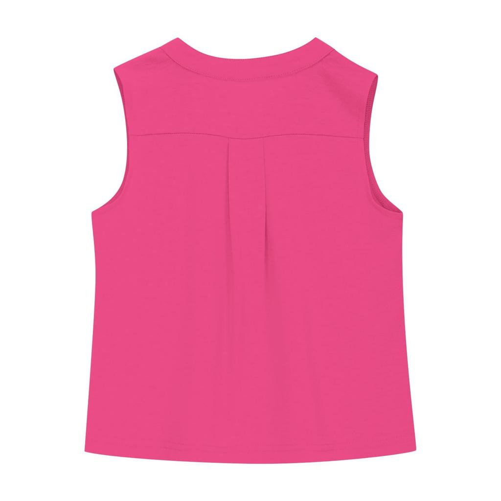 Summer Children's Thin Tank Tops For Boys And Girls, Solid-color Buttoned Pocket Tank Tops
