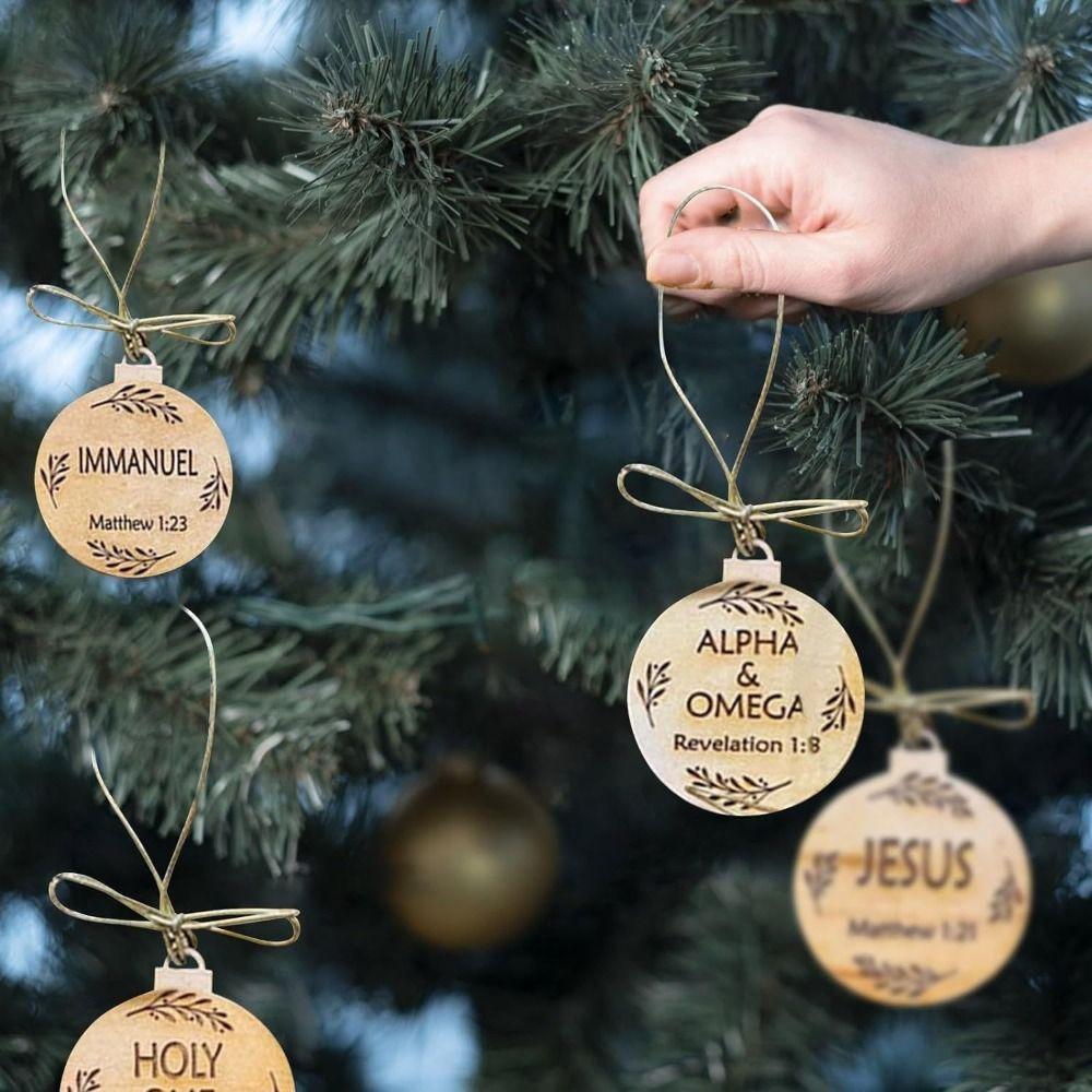 10Pcs Christmas Xmas Tree Hanging Pendant Christianity Wood Tree Decoration  Winter Home Decor