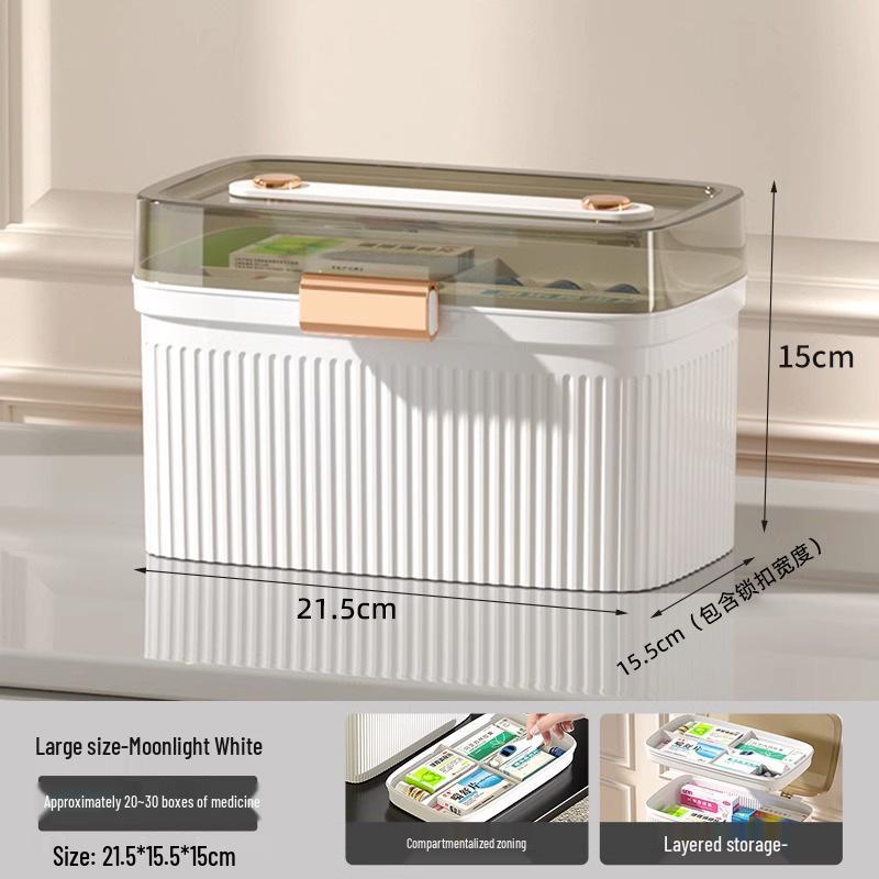 Large Capacity Family Medicine Box with Multi-Layer First Aid Storage for Household and Children