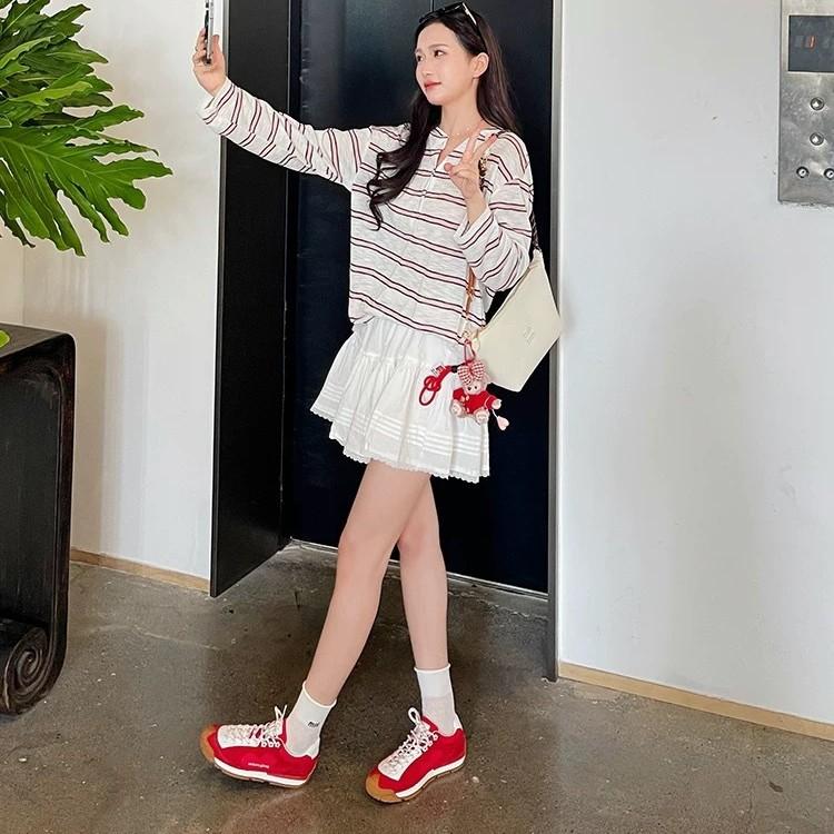 Cowhide Version~ Retro Forrest Gump Training Shoes Women's Versatile Breathable Casual Sports Shoes Platform Small Flower Stray Shoes Board Shoes