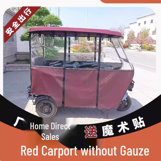 New Style Gray Electric Tricycle Canopy: Thickened Leather, Fully Transparent Rain Curtain, Sunshade Protection