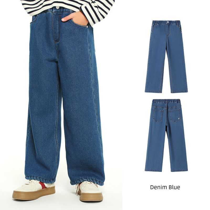 Navigare Italian Sailboat Style Girls  Long Pants Spring and Autumn Flared Wide-Leg Slim-Fit Casual Jeans for Girls Indigo Boat - Blue 165