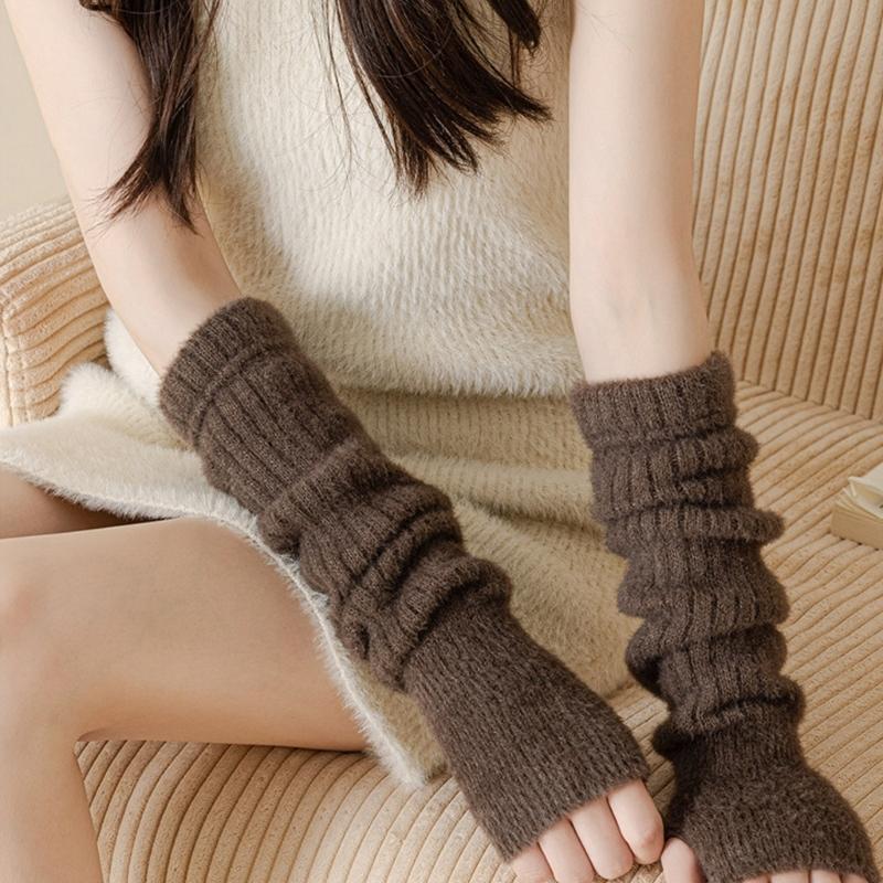 Thicken Knitted Half Finger Arm Covers Breathable Arm Protectors Warm Arm Sleeves For Work Sport Daily Activity