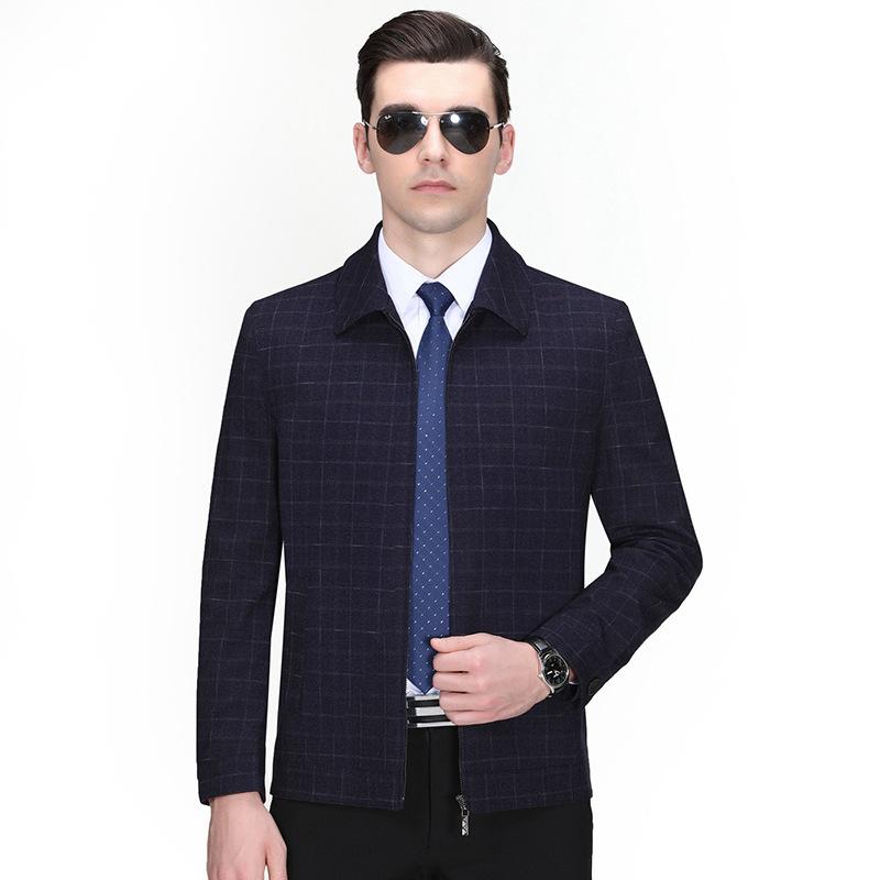 Fashionable Autumn New Men's Wool Jacket Men's Middle-aged and Elderly Dad's Plaid Jacket Coat