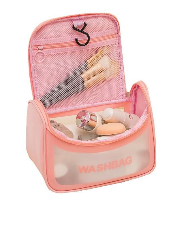 Large Capacity Frosted PVC Cosmetic Bag with Flip Cover