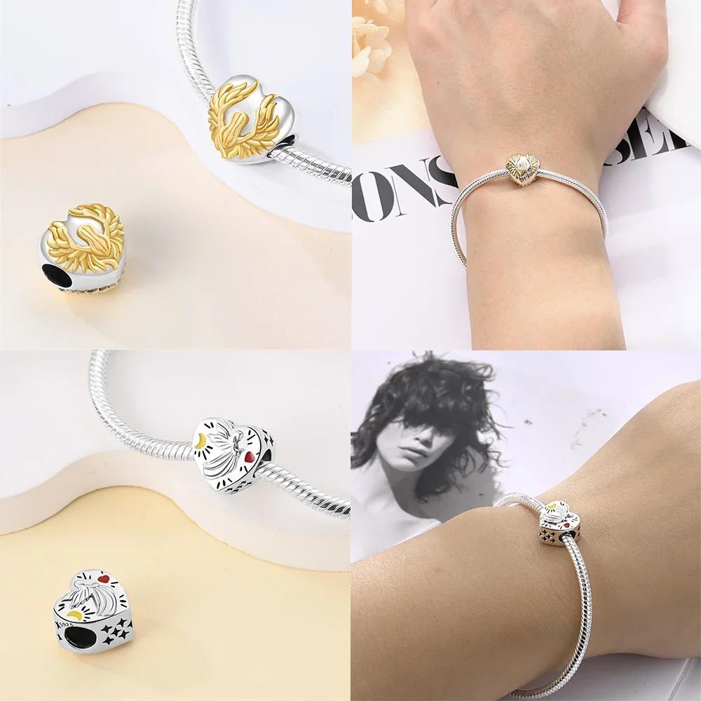 Charm Angelic Boy Girl Blue Wings Stars Infinite Charms Beads Fit Bracelet 925 Silver Women Diy Fine Gift Accessory Set