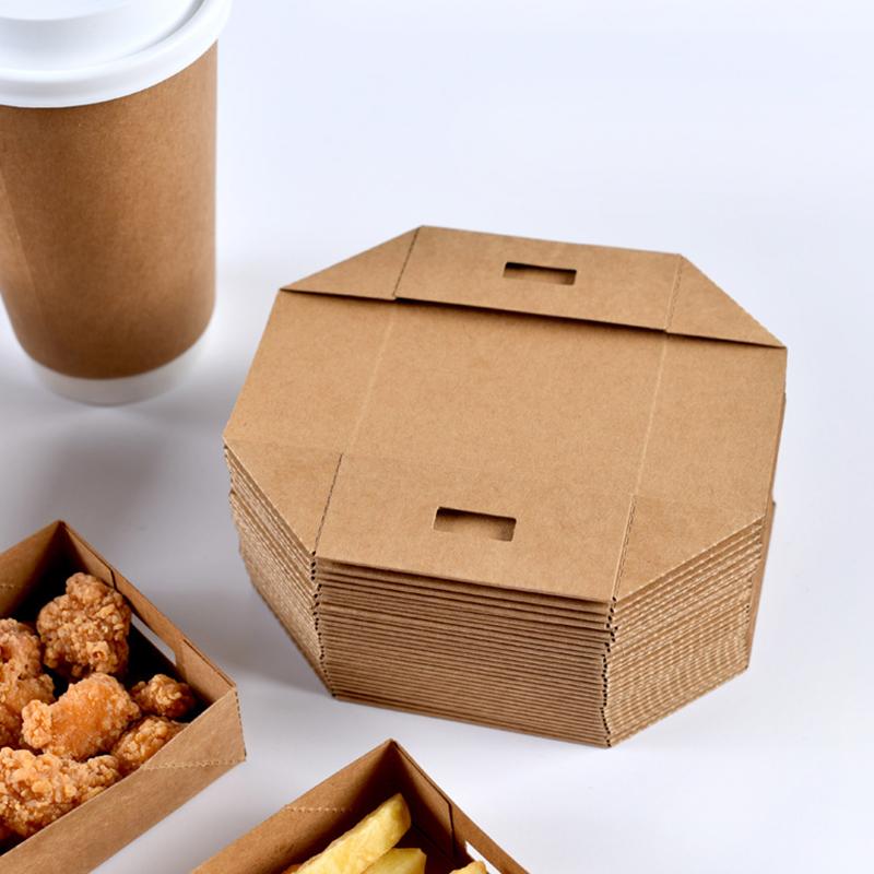 WTEMPO 50 STÜCKE 12,5*7,5*3,3 CM Popcorn-Hähnchen/Pommes Friteskraftpapierboxen, faltbare Einweg-Mahlzeitenboxen, frittierte Tablettboxen, Lebensmittelboxen zum Mitnehmen