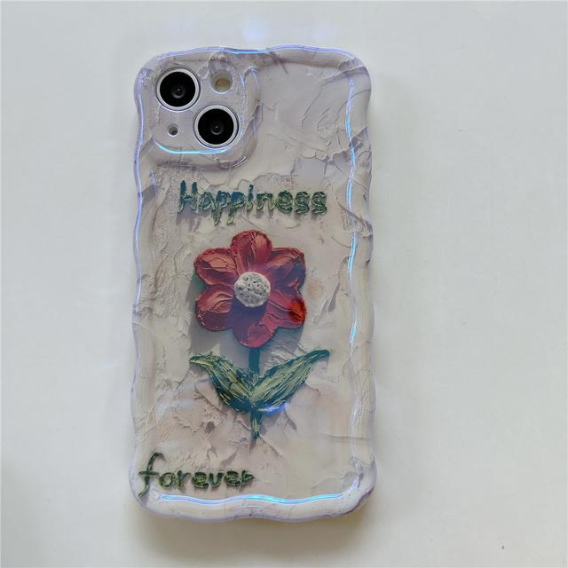 

Корейский силиконовый чехол с изображением масляной живописи и цветов для Iphone 11 12 13 14 Pro Max, роскошный красочный защитный противоударный чехол для камеры For iphone 14promax