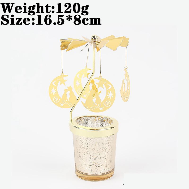 Love Wedding Candle Holders Snowflake Deer Fairy Rotating Candlestick Metal Tray Romantic Home Decoration Christmas Ornament
