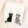 1Pair Halloween Black Cat Exposed Bone Drop Earrings Fashion Acrylic Skull Black Cat  for Women Festival Birthday Gift