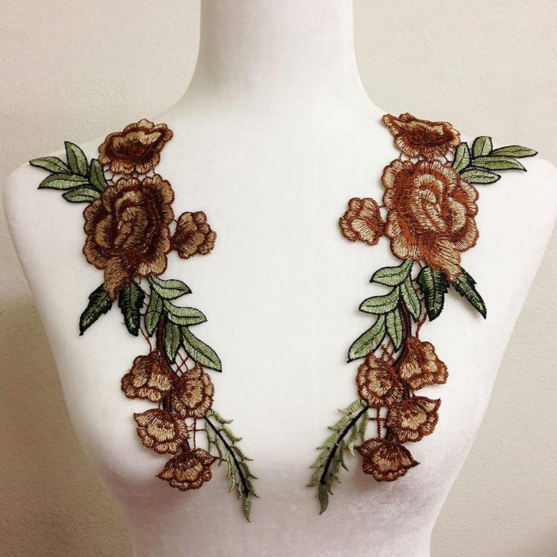 1 Pereche Flori Brodate Aplicare de Cusut pentru Îmbrăcăminte Patch Brodat Haine Cheongsam Accesoriu DIY