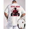 European Size Summer New Men's Casual Short Sleeve T-Shirt with Ribbed Crew Neck, Front and Back Prints, Knit Fabric, Cool Comfortable