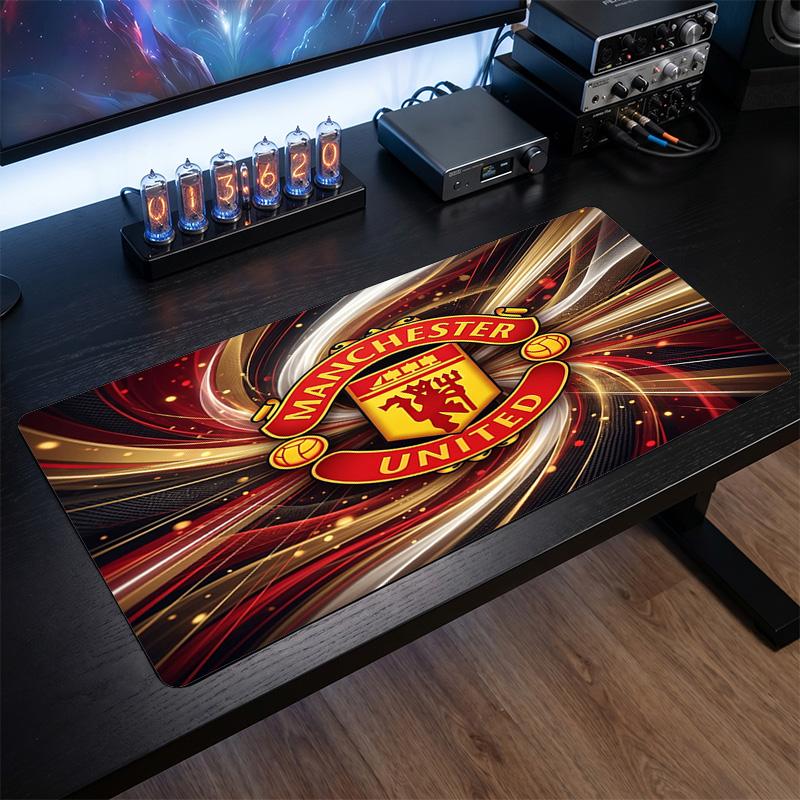 Tappetino Mouse Grande Stampato Manchester United, Tappetino da Scrivania Morbido in Gomma Antiscivolo per Gaming, Decorazione per Ufficio, Laptop, Computer