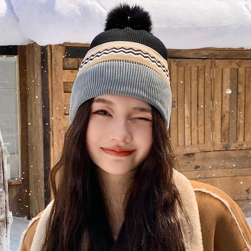 Neue Herbst/Winter Damen Strickwollmütze Mit Großem Kopfumfang Ein Entspannter Stil Warm Und Kältebeständig