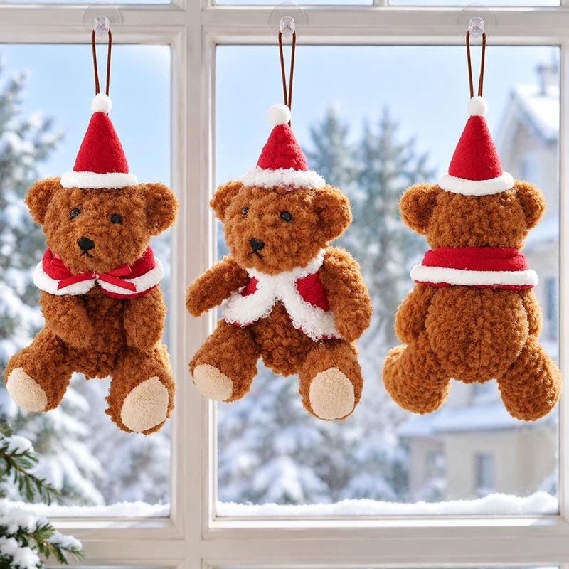 Christmas Coffee Colored Teddy Bear Shaped Pendant Decor Beer Sheep Hanging Christmas Tree Accessories Xmas Navidad Party Gifts