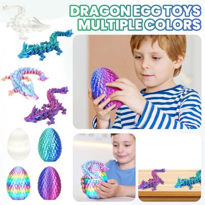 3D Printed Eggs, Articulated Glass Articulated Mystery Eggs, 3D Printed Surprise Animal Set (Set Of 4)