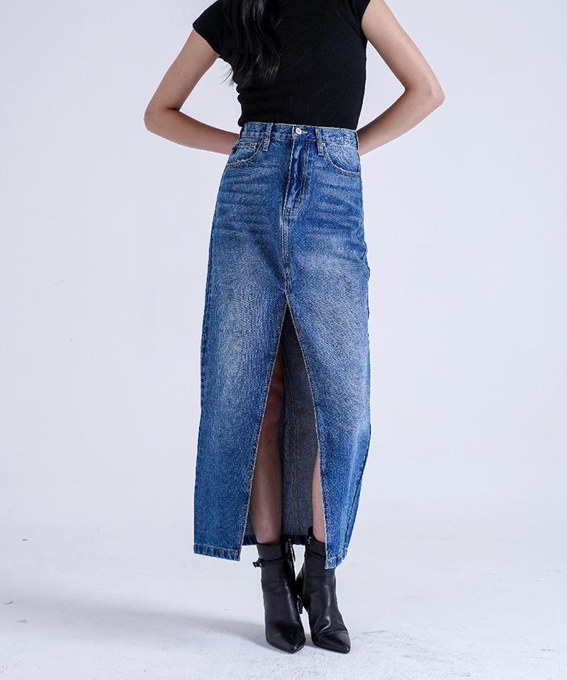 Cancan Denim Long Skirt Delphi