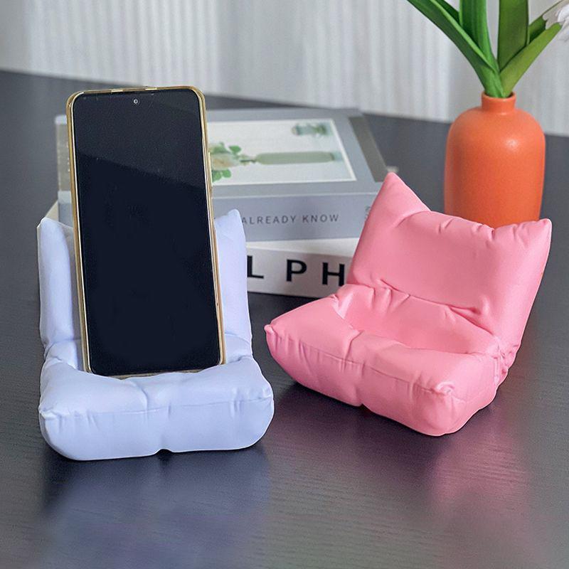 2 Pcs Cute Sofa Chair Design Phone Holder Rack Universal Phone Stand Bracket With Charger Hole Desktop TV Remote Holder