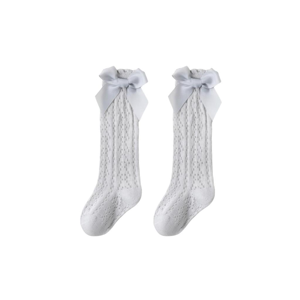 Summer Mesh Baby Socks with Bow - High Tube, Mosquito-Proof, Loose Mouth, Perfect for Spring/Summer