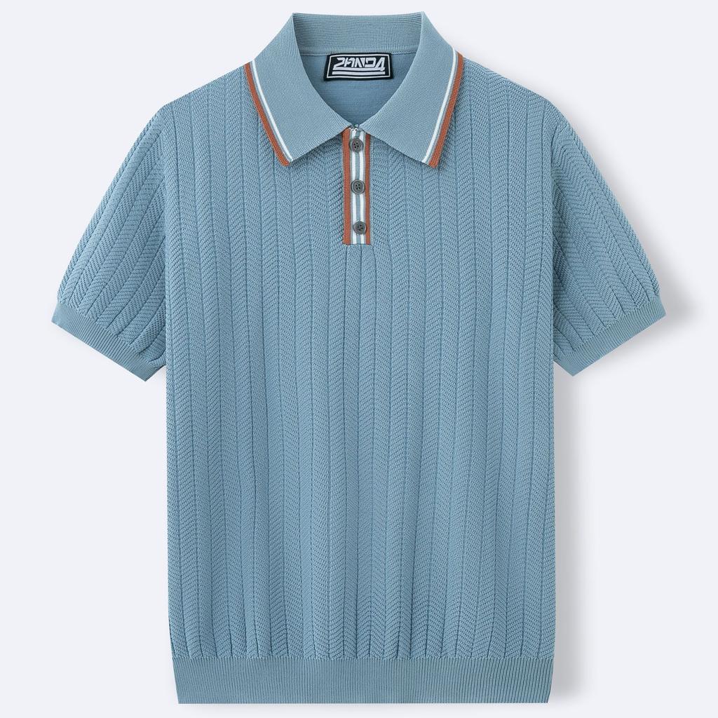 Polo para hombre de algodón puro con hombros caídos, corte holgado de alta calidad para fitness, versátil para el ejercicio diario, manga corta, informal.