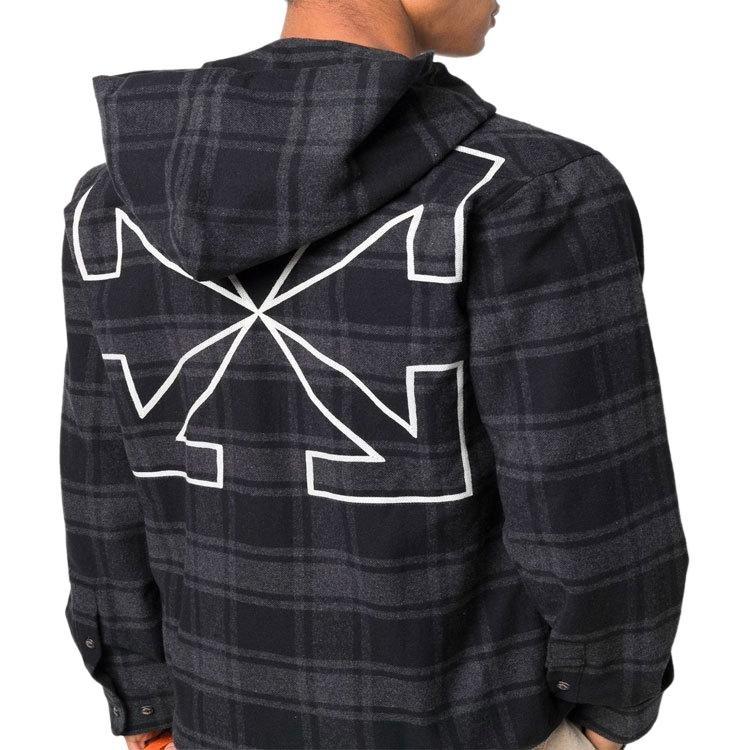 Koszula z kapturem OFF WHITE w kratkę z strzałkami OMGA225C99FAB0010701