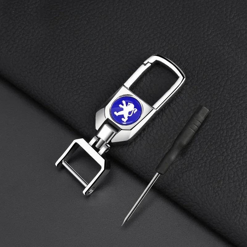 Metal+Braided rope or leather Keychain Key Chain Key Rings for Peugeot 206 307 308 3008 207 208 407 508 2008 5008 107 106 205