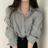 Blusa Camisa da Moda Simples Fina Cor Pura Camisa Anti-UV Camisa Anti-desbotamento Top Mulher Cor Sólida Camisa de Proteção Solar Streetwear