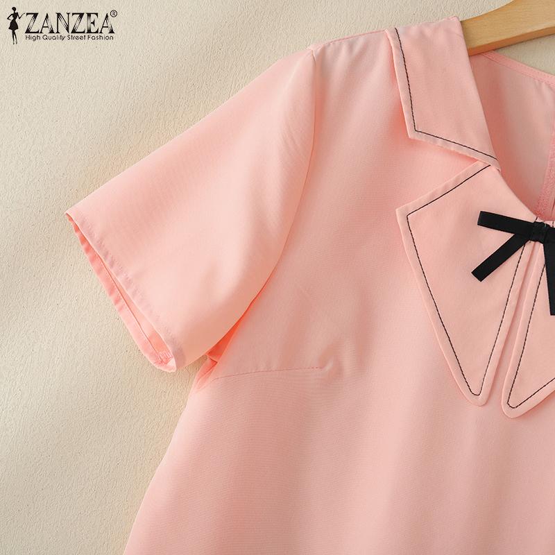 ZANZEA Womens Summer Doll Collar Casual Short Sleeve Dress