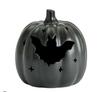 Halloween Pumpkin Table Decoration with Bat Cutout Design Ceramic Material Hollow Lantern Style Indoor Outdoor Use