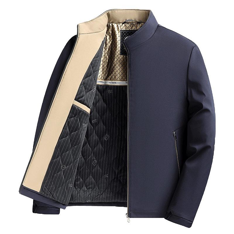 Cárdigan de Color Sólido con Bolsillo con Cremallera y Manga Larga para Hombre, Chaqueta de Cuello Alto, Abrigo de Otoño e Invierno, Top de Moda