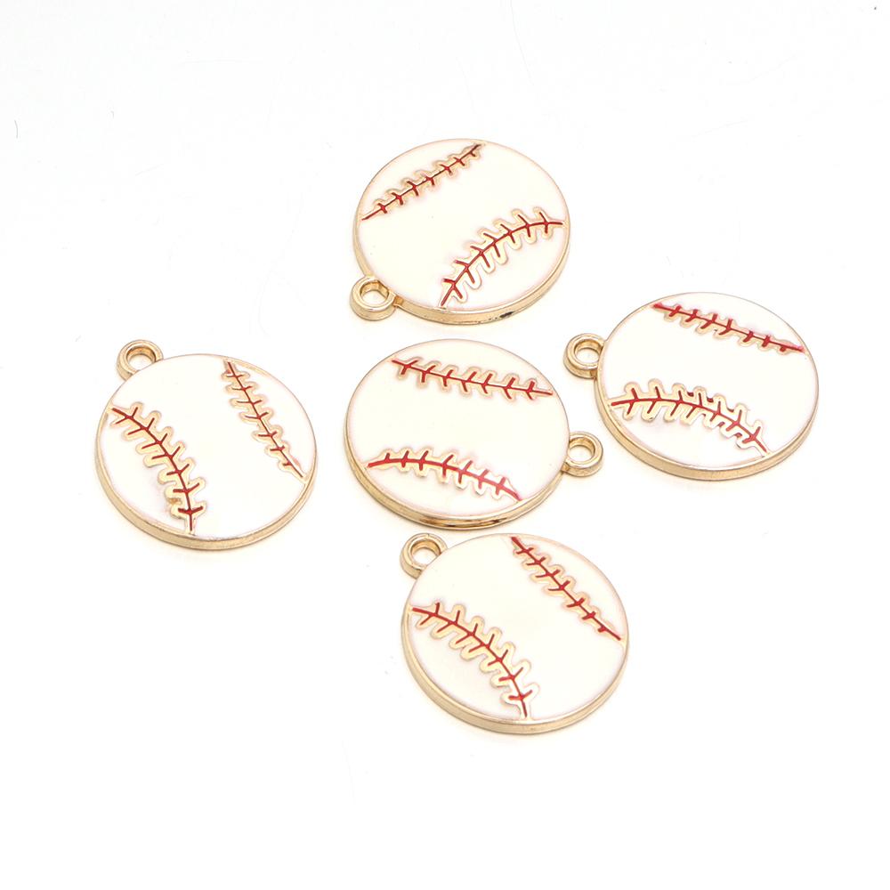 5Pcs Alloy Drop Oil Color Pendant Football Basketball Rugby Shape Fashion Pendant For DIY Men Women Necklace Earring Party Gift