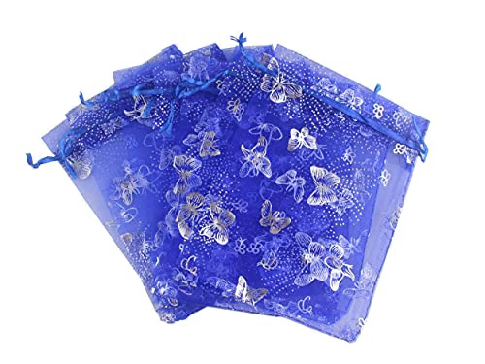 25 Pieces 3 Sizes Hot Stamped Butterfly Bags Jewelry Gift Bags Candy Bags Drawstring Wedding Bags Hot Stamped Gauze Bags Organza Bags Spice Bags AVE