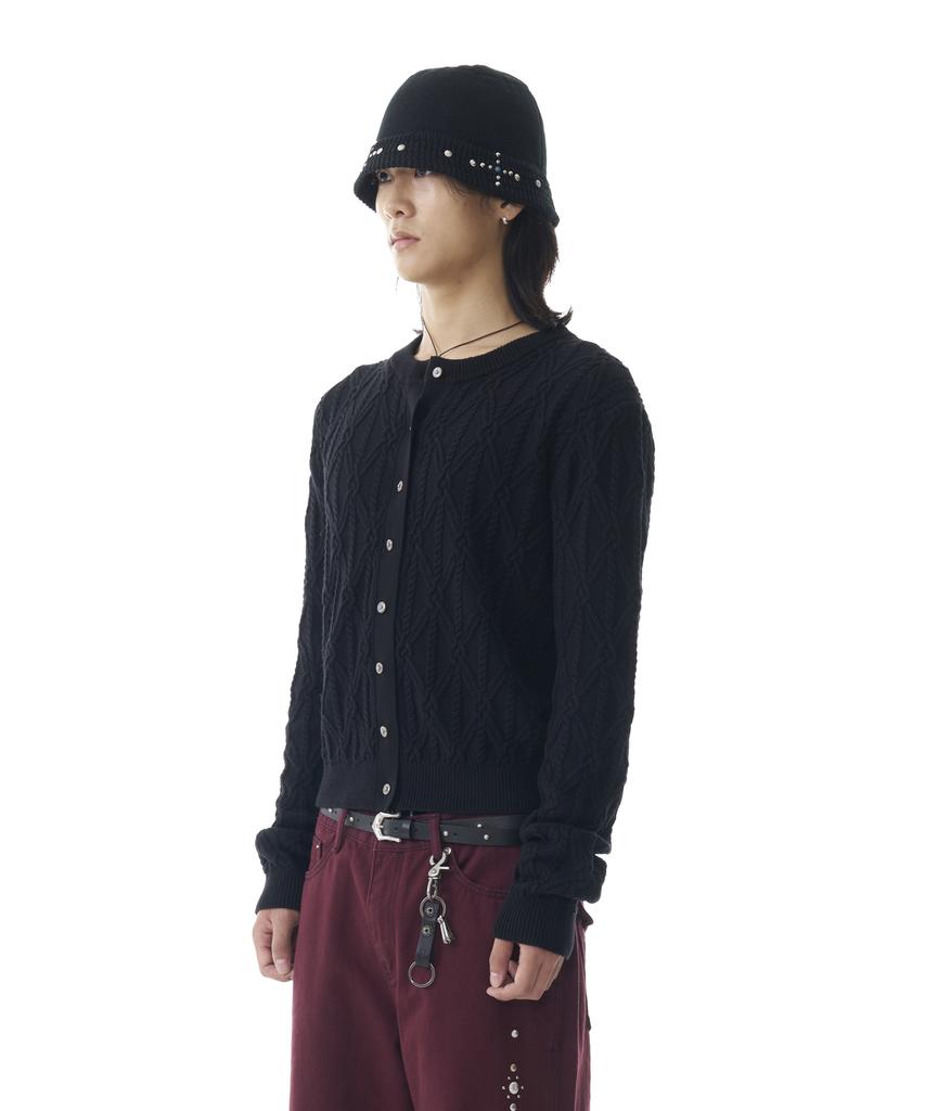 Aakam Sun Button Pattern Cardigan (Black)