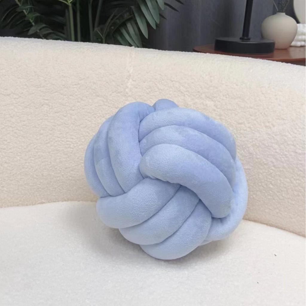 Nordic Hand-Woven Velvet Knot Pillow - Three-Strand Rope Ball Design