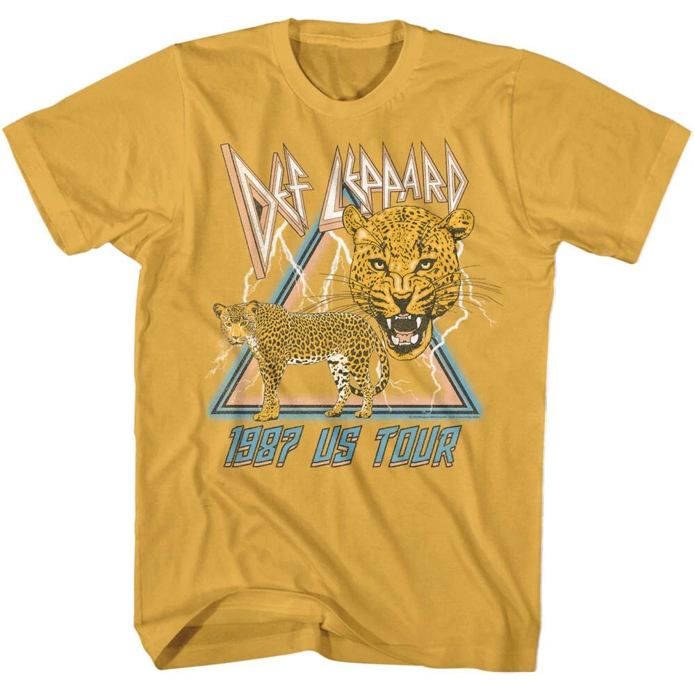 Def Leppard Logo Lightning Bolts Leopard 1987 US Tour Men s T Shirt Band Merch M