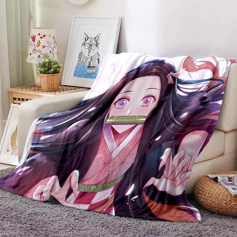 Butterfly Nezuko Fantasy Flannel Blanket, Soft Polyester, Modern Design, All-Season for Camping, Travel, Gifts for holidays or birthdays