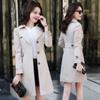 Solid Color Women S Mid Length Korean Style Trench Coat