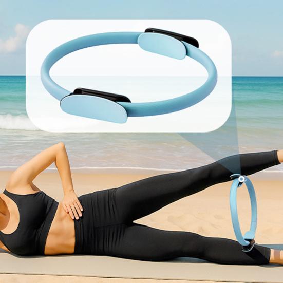 Women Pilates Ring with Non-slip Grip Handles Leg Toning Inner Thigh Pelvic Floor Exercise Yoga Circle Home Gym Fitness Equipment