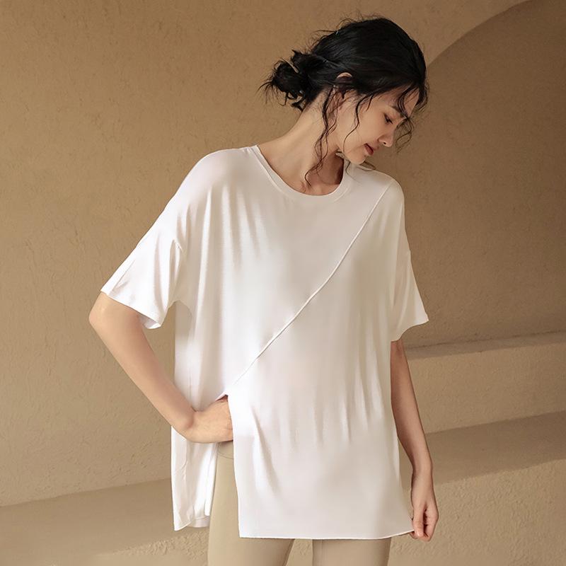 

Женская летняя быстросохнущая футболка для йоги 2025 - с коротким рукавом, дышащая, свободного кроя, идеально подходит для утренних пробежек и тренировок XXL