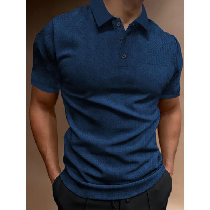 Summer New Men'S Polo Shirt Short-Sleeved Button-Down T-Shirt Loose Pocket Tops For Men