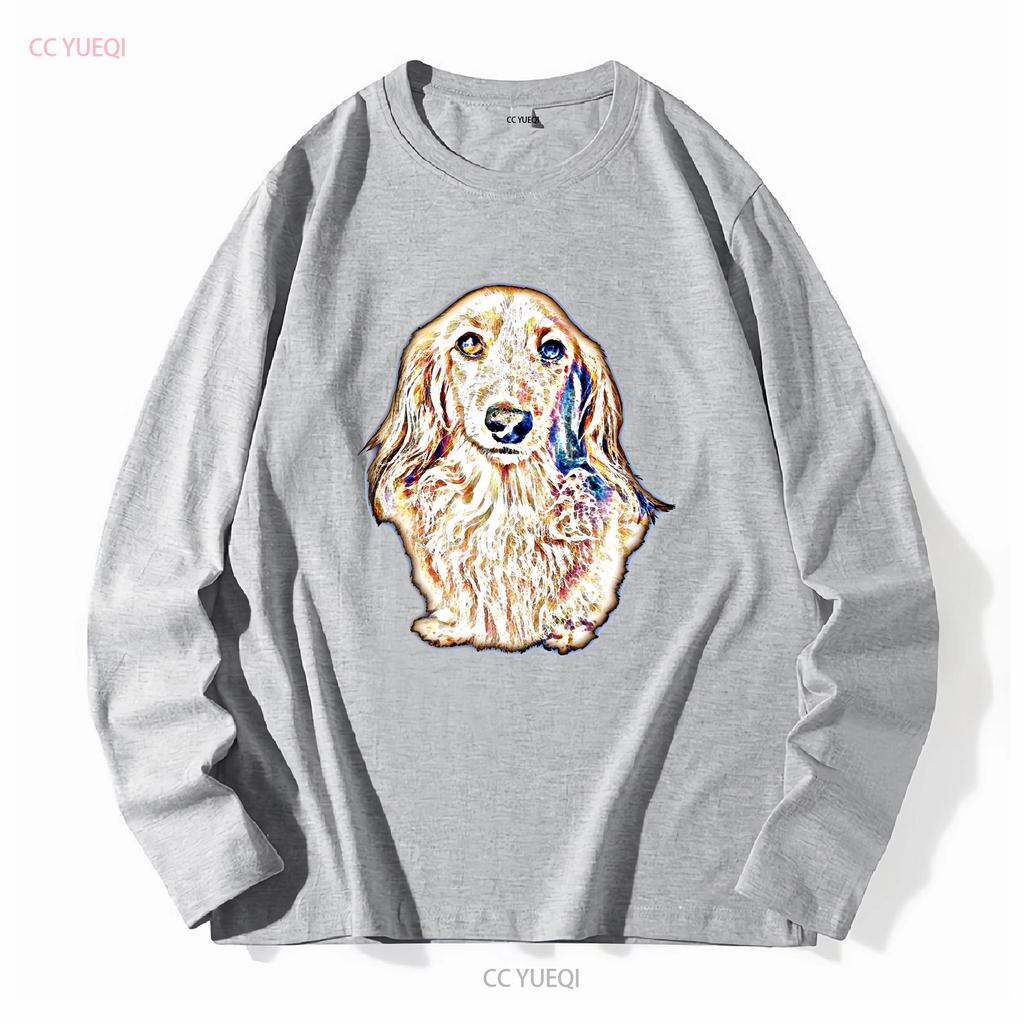NEW LIMITED Long Hair Dachshund Cute Doxie Wiener Dog Lover T Shirt vintage Washed homme streetwear Casual Stylish Soft