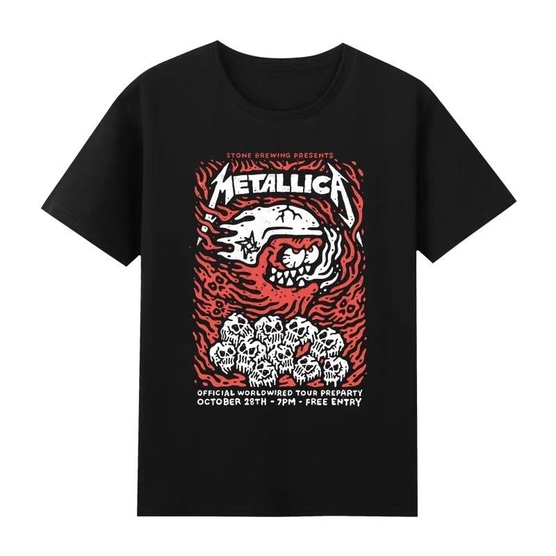 American Heavy Metal Band Metallica T-shirt Men Street Oversized Short Sleeve Heavy Cotton High Quality Loose Shirt Cotton Female Male Clothing