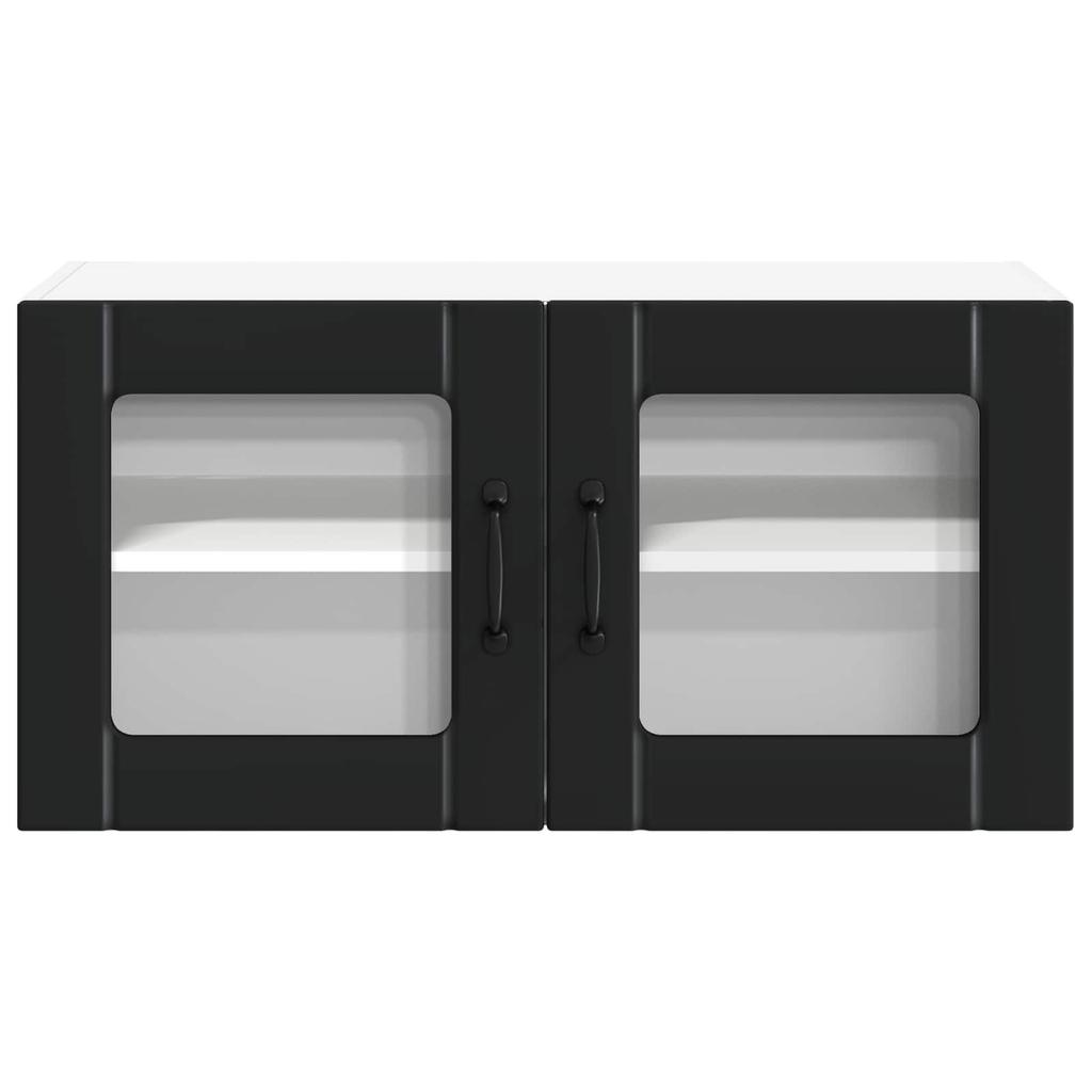 Wall Mounted Glass Cabinet LUCCA Black 80 X 31 X 40 Cm Particleboard